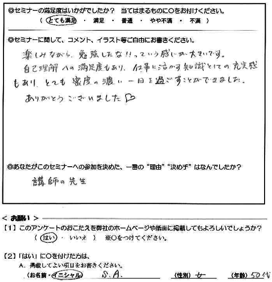 自己理解の満足度、知識としての充実感